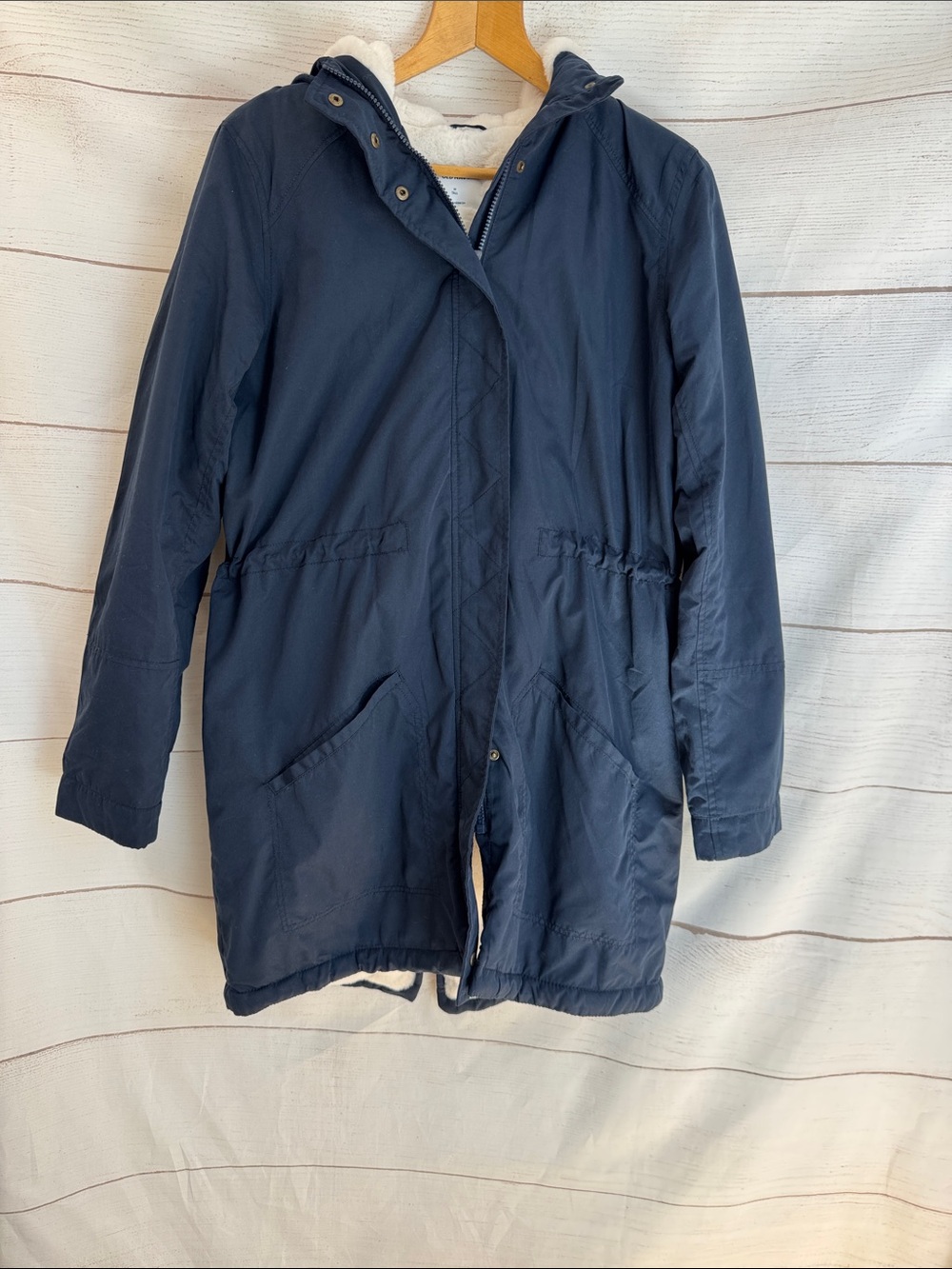 Medium TALL Navy Water-Resistant Hooded Faux-Fur-Lined Parka Women Old Navy